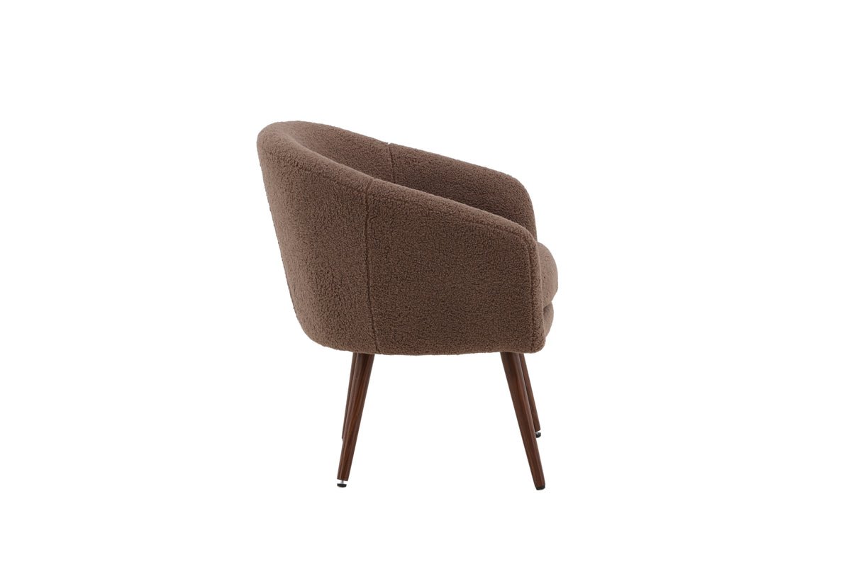 Fauteuil Theo - avec revêtement teddy marron et pieds en acier