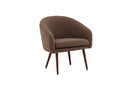 Fauteuil Theo - avec revêtement teddy marron et pieds en acier