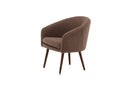 Fauteuil Theo - avec revêtement teddy marron et pieds en acier