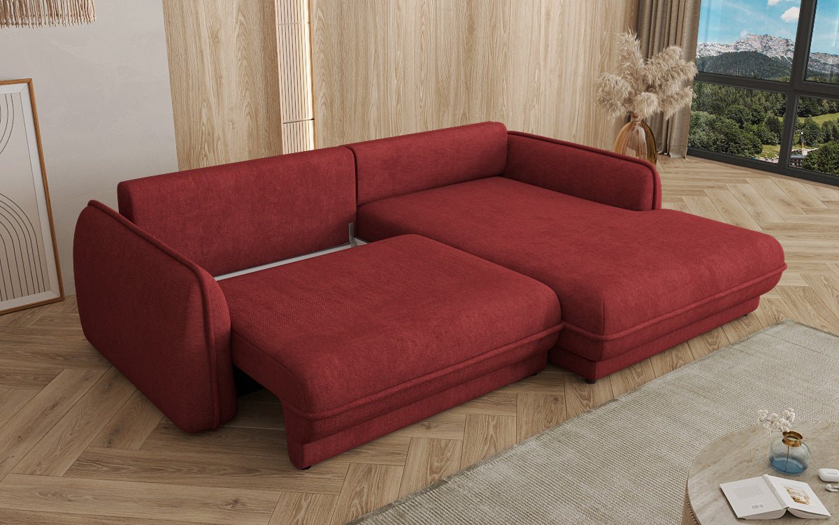 Designer Sofa Mojave II Stoff mat Schloffunktion an Stauraum