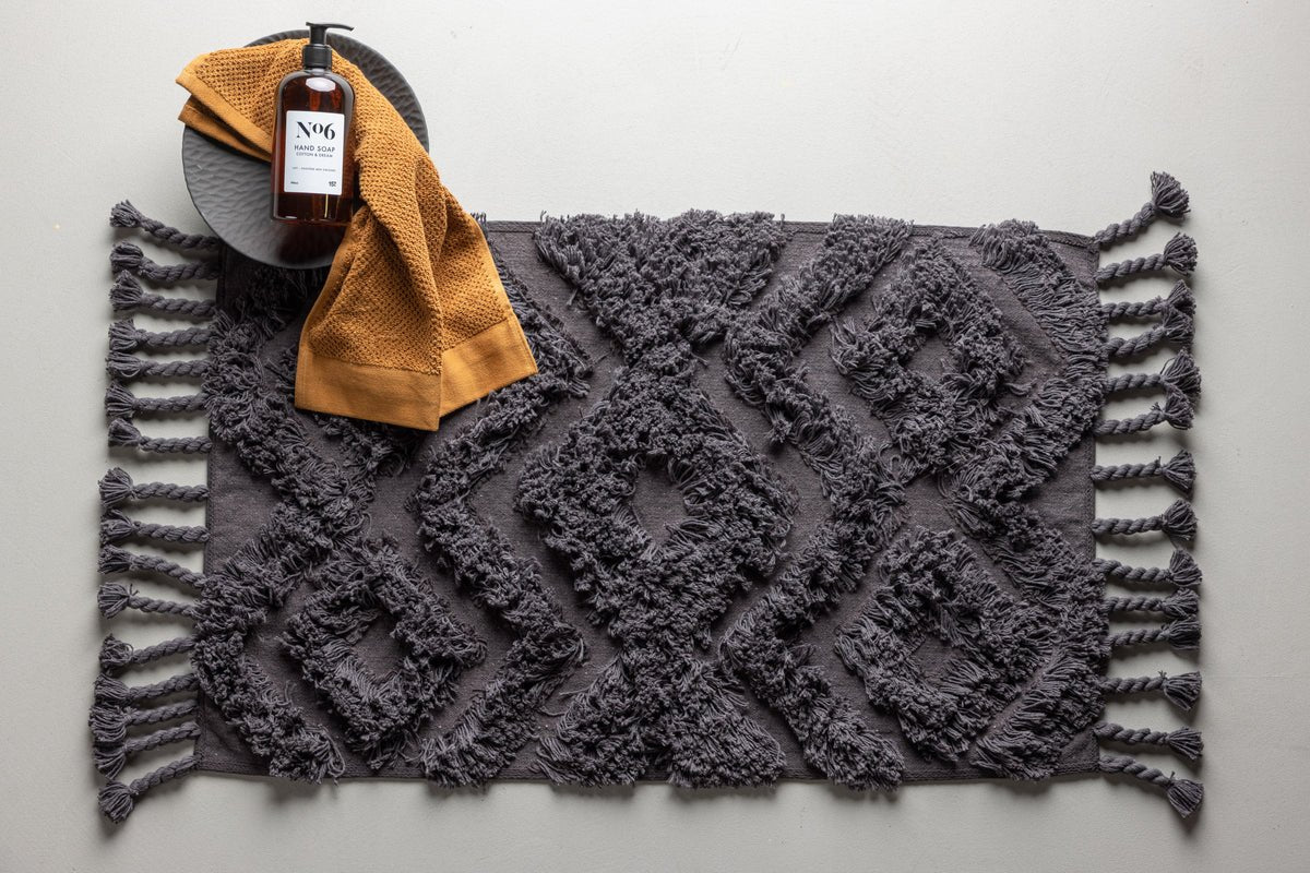 Bath Mat Savia – 100% Cotton in Dark Gray or Brown