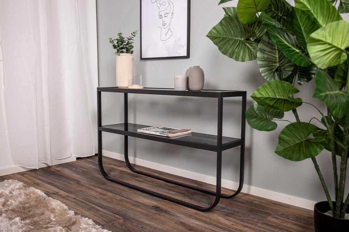 Beistelltisch Tiana – an Schwaarz oder Wäiss mat Glasplack