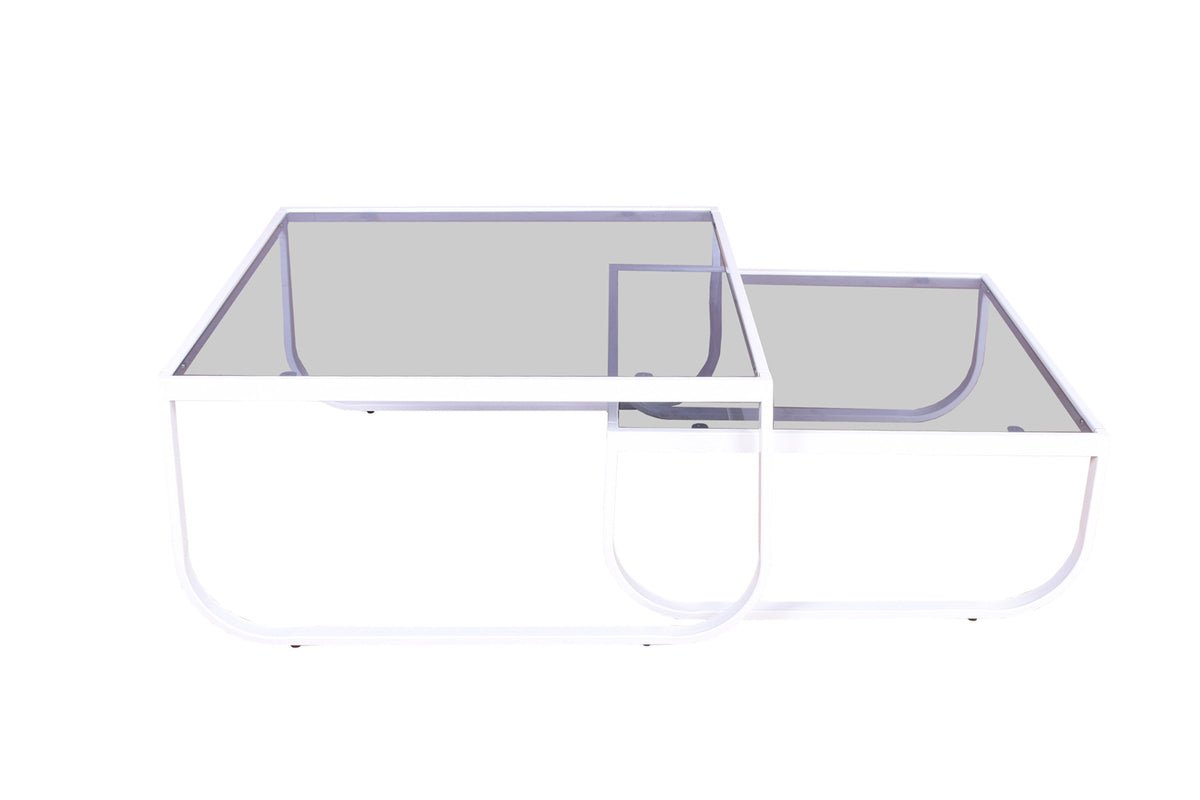 Couchtisch Rondo - zwou Dëscher mat Glas-Dëschplack