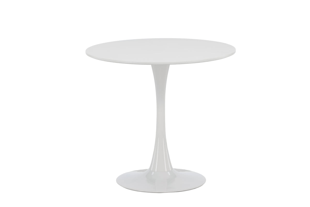 Table à manger Crema - table à manger ronde blanche avec pieds en acier
