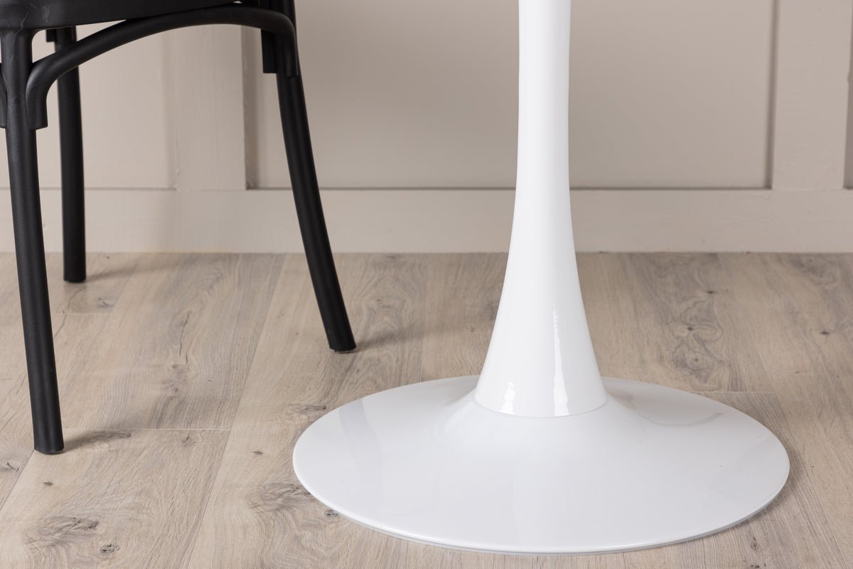 Table à manger Crema - table à manger ronde blanche avec pieds en acier
