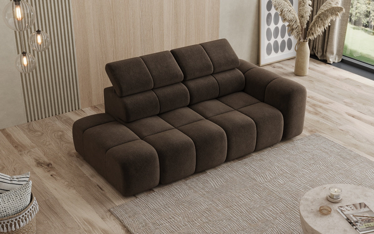 Designer 3-Seater Sofa with Chaise Longue Mia in Chenille