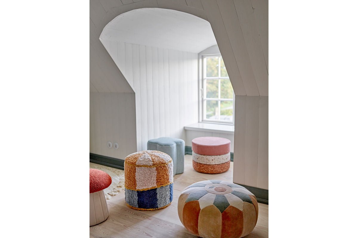 Tabouret d'appoint pour enfants Kian – pouf d'assise doux en coton aux couleurs vives