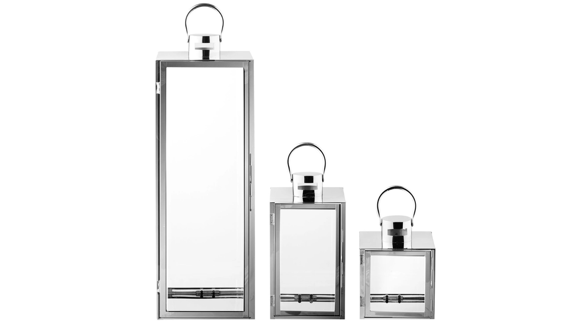 Set of 3 lanterns Rufus - with silver-colored frames