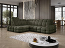 Designer corner sofa Lima with electric sleeper function in bouclé