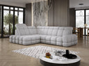 Designer corner sofa Lima with electric sleeper function in bouclé