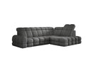 Designer corner sofa Lima with electric sleeper function in bouclé