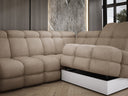 Designer corner sofa Lima with electric sleeper function in bouclé