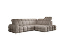 Designer corner sofa Lima with electric sleeper function in bouclé