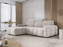 Designer-Ecksofa Arosa mat elektrescher Schloffunktioun am Bouclé