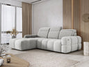 Designer-Ecksofa Arosa mat elektrescher Schloffunktioun am Bouclé
