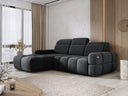 Designer-Ecksofa Arosa mat elektrescher Schloffunktioun am Bouclé