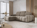 Designer-Ecksofa Arosa mat elektrescher Schloffunktioun am Bouclé