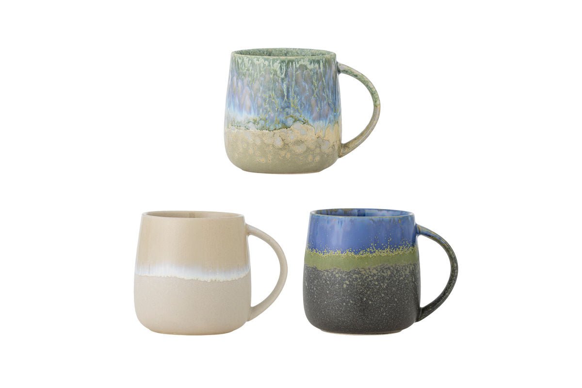 Cup Set "Nerisa" – Blue Stoneware (3-piece)