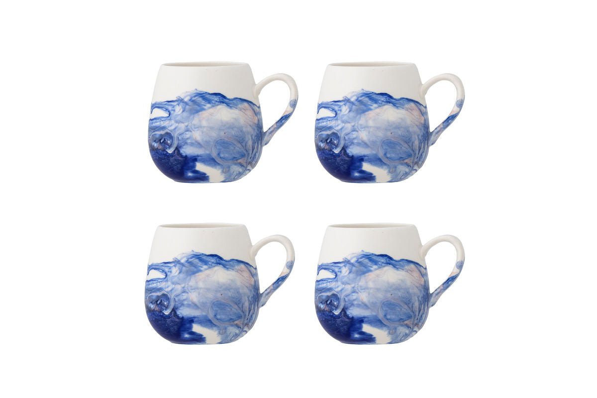 Fjordé Mug Set – Blue-White Stoneware (4-piece)