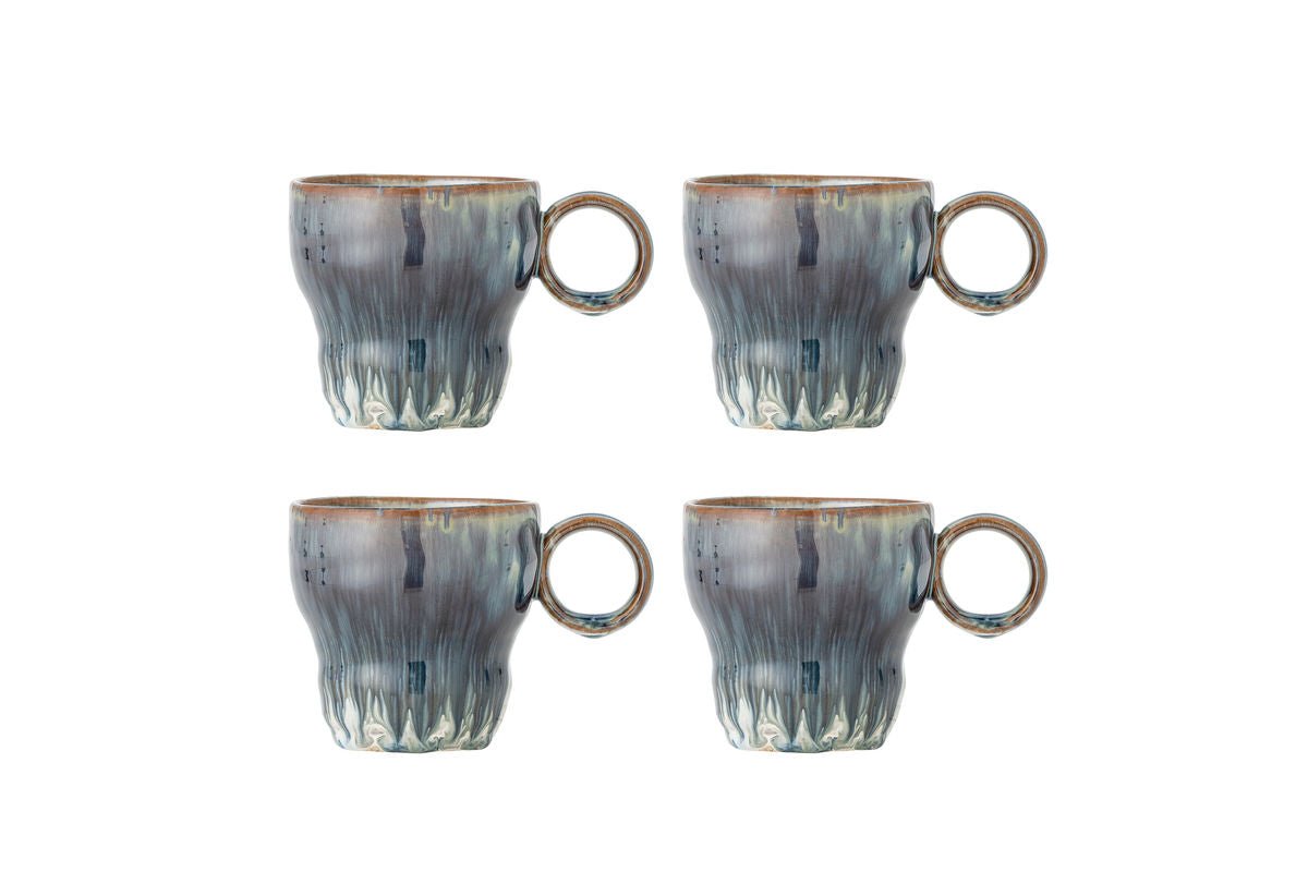 Ravéa Cup Set – Blue Stoneware (4-piece)