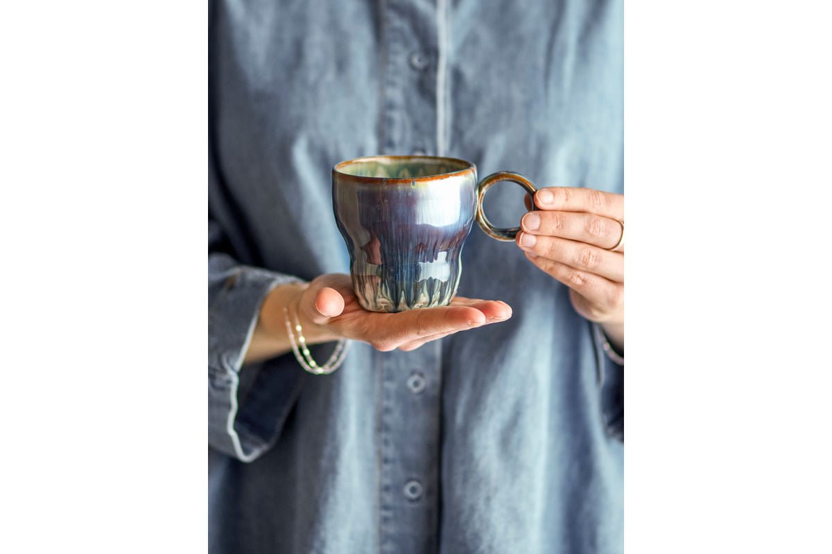 Becher-Set Ravéa – Blaues Steingut (4-teilig)