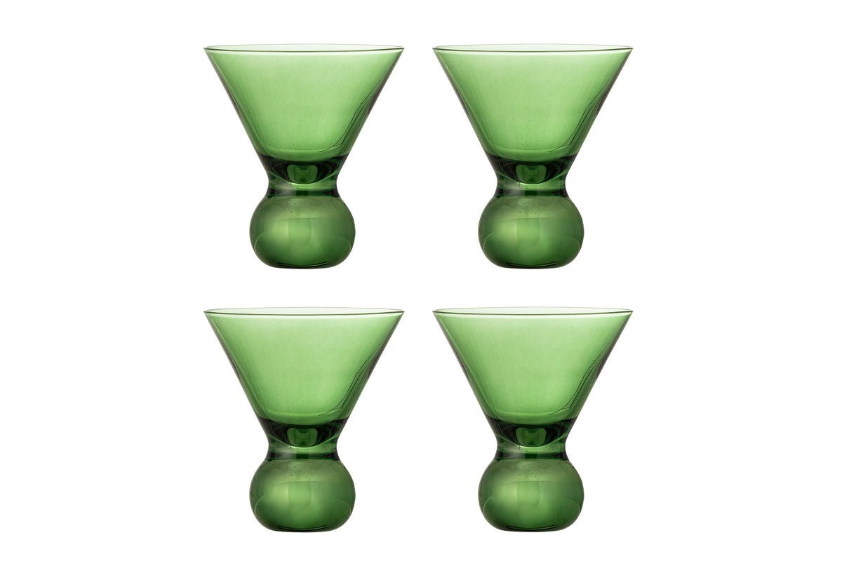 Cocktailglas Elvo – faarwegt Glas mat skulpturaler Form (Set vu 4)