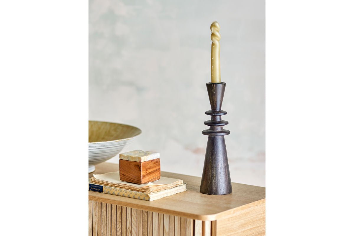 Bougeoir « Nerith » – Bois de manguier noir