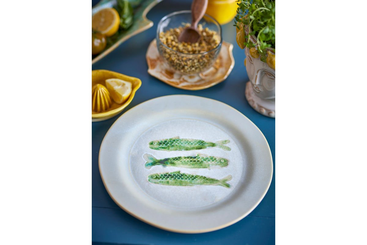 Plate Havik - made of stoneware - fish motif set of 4