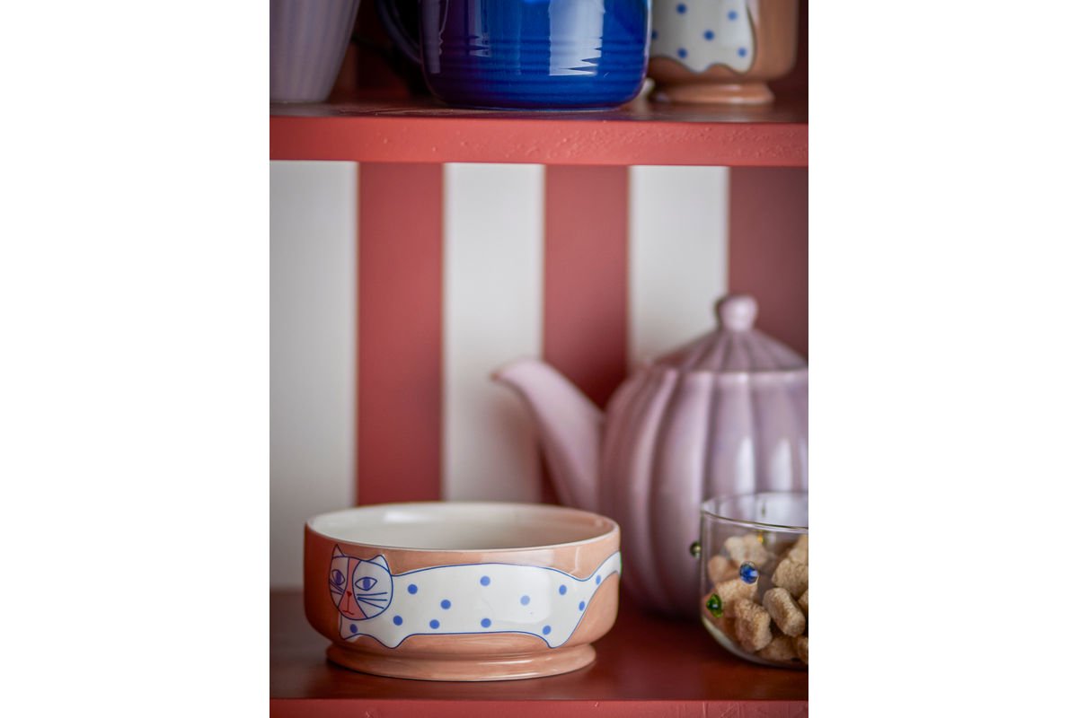 Ensemble de bols « Aldra » – motif chat en grès (4 pièces)