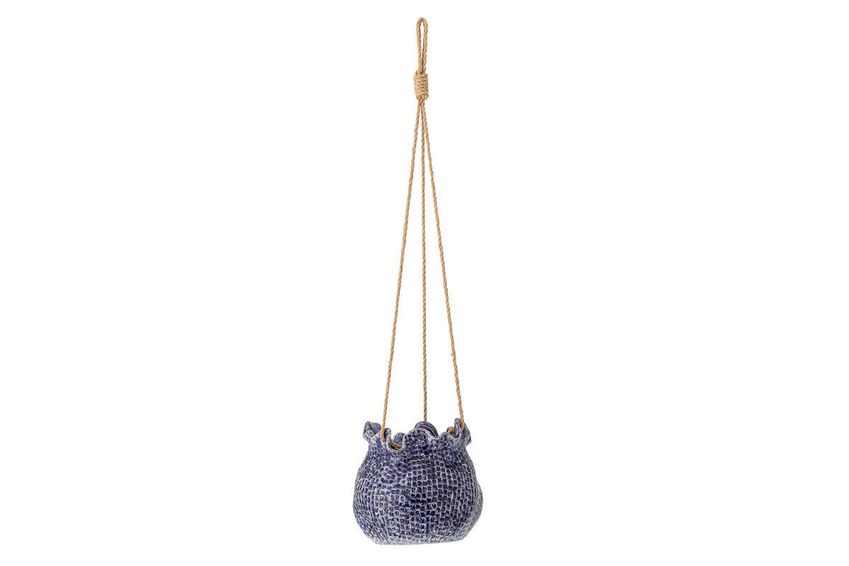 Hanging Flower Pot "Nalia" – Blue Stoneware