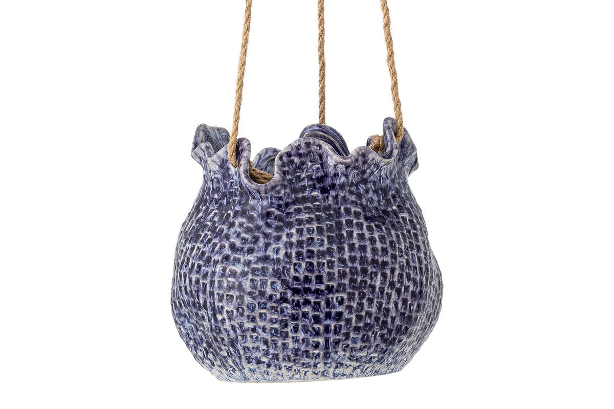 Hanging Flower Pot "Nalia" – Blue Stoneware