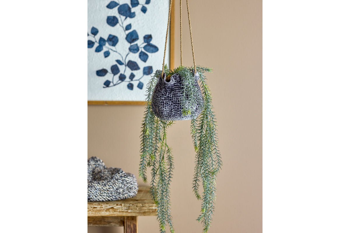 Hanging Flower Pot "Nalia" – Blue Stoneware