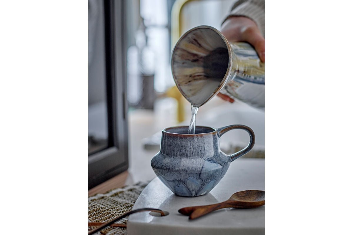 Krug Auris – Grès avec glaçure réactive en Bleu et or