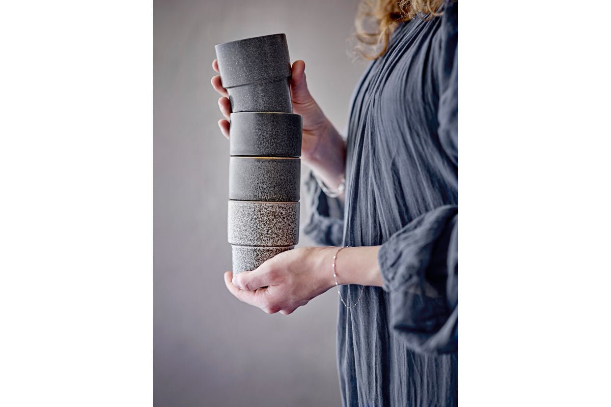 Becher-Set Varnö – Brong Steingut (4-Deel)