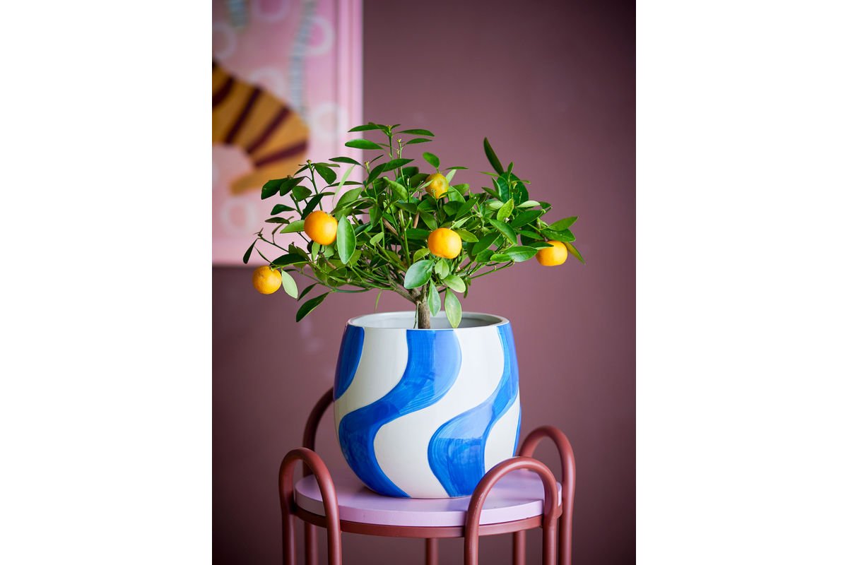 Flower Pot "Maris" – Blue Stoneware