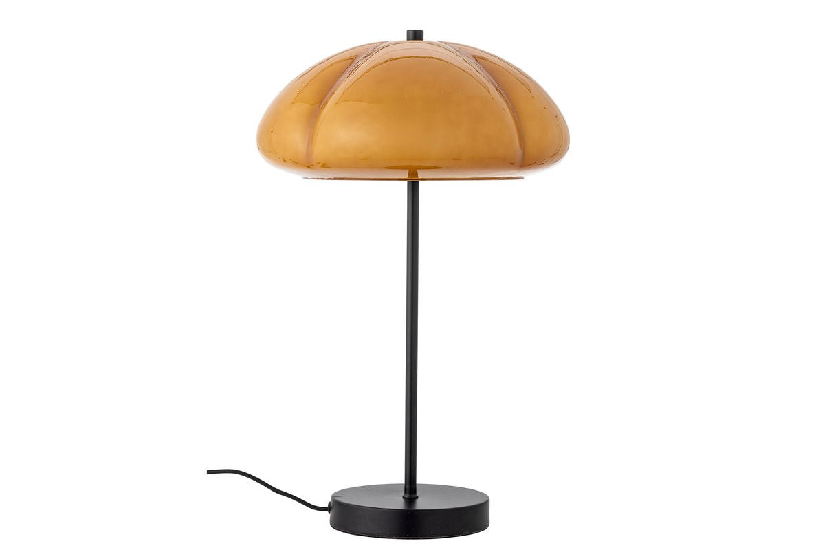 Lampe de table Solaro – Abat-jour en verre incurvé de couleur jaune chaud