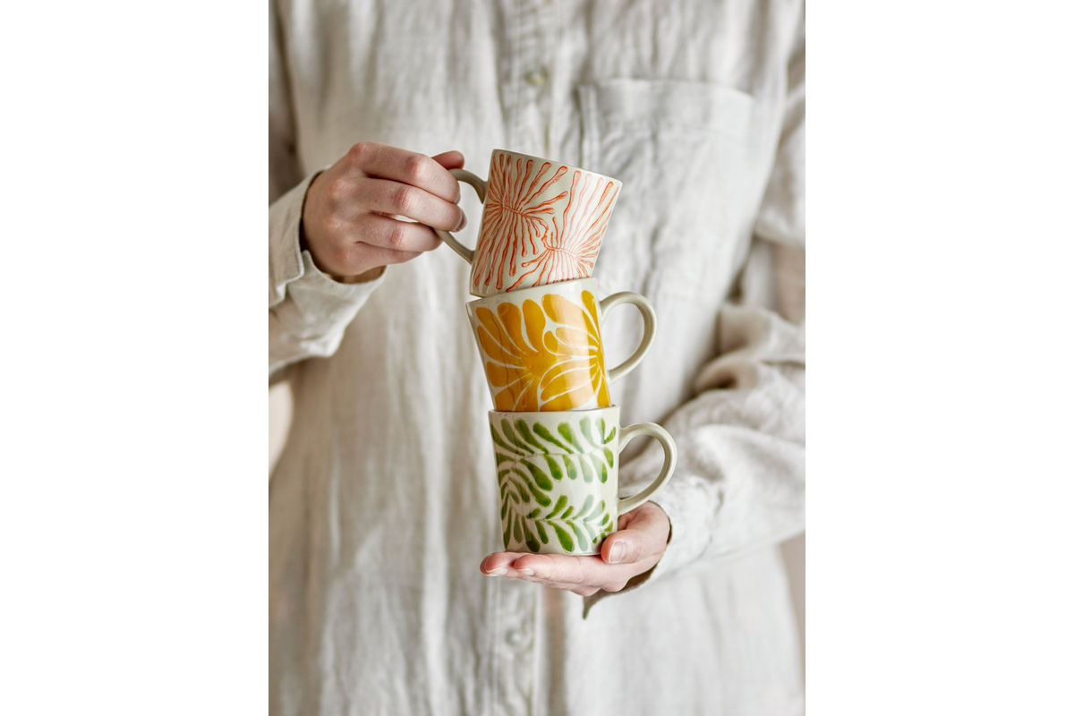 Cup Set "Vexo" – Blue Stoneware (3-piece)