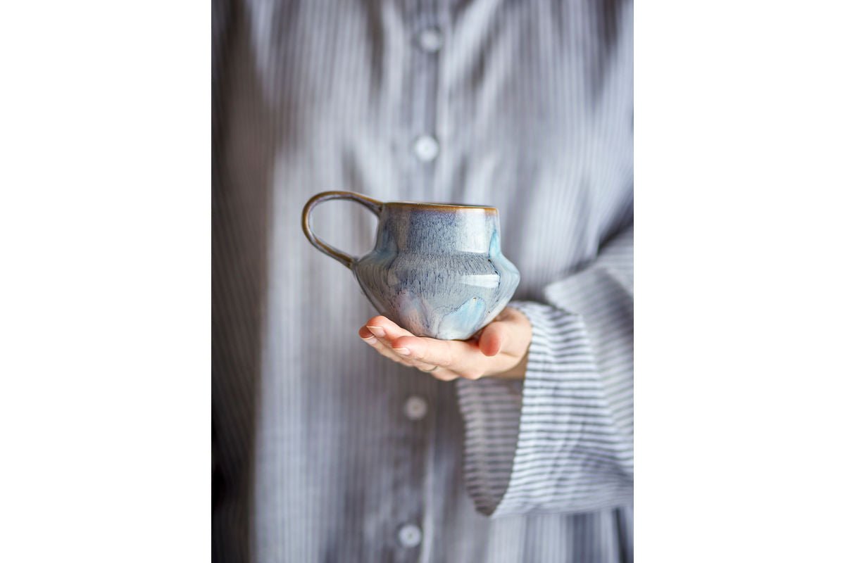 Cup Set "Elvion" – Blue Stoneware (4-piece)