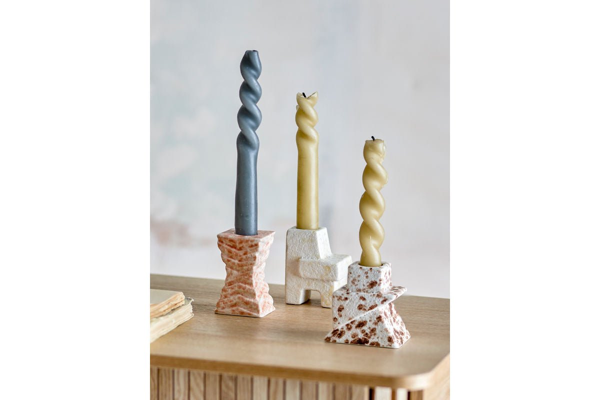 Kerzenhalter-Set Tate – Steingutt mat reaktiver Glasur (3er-Set)