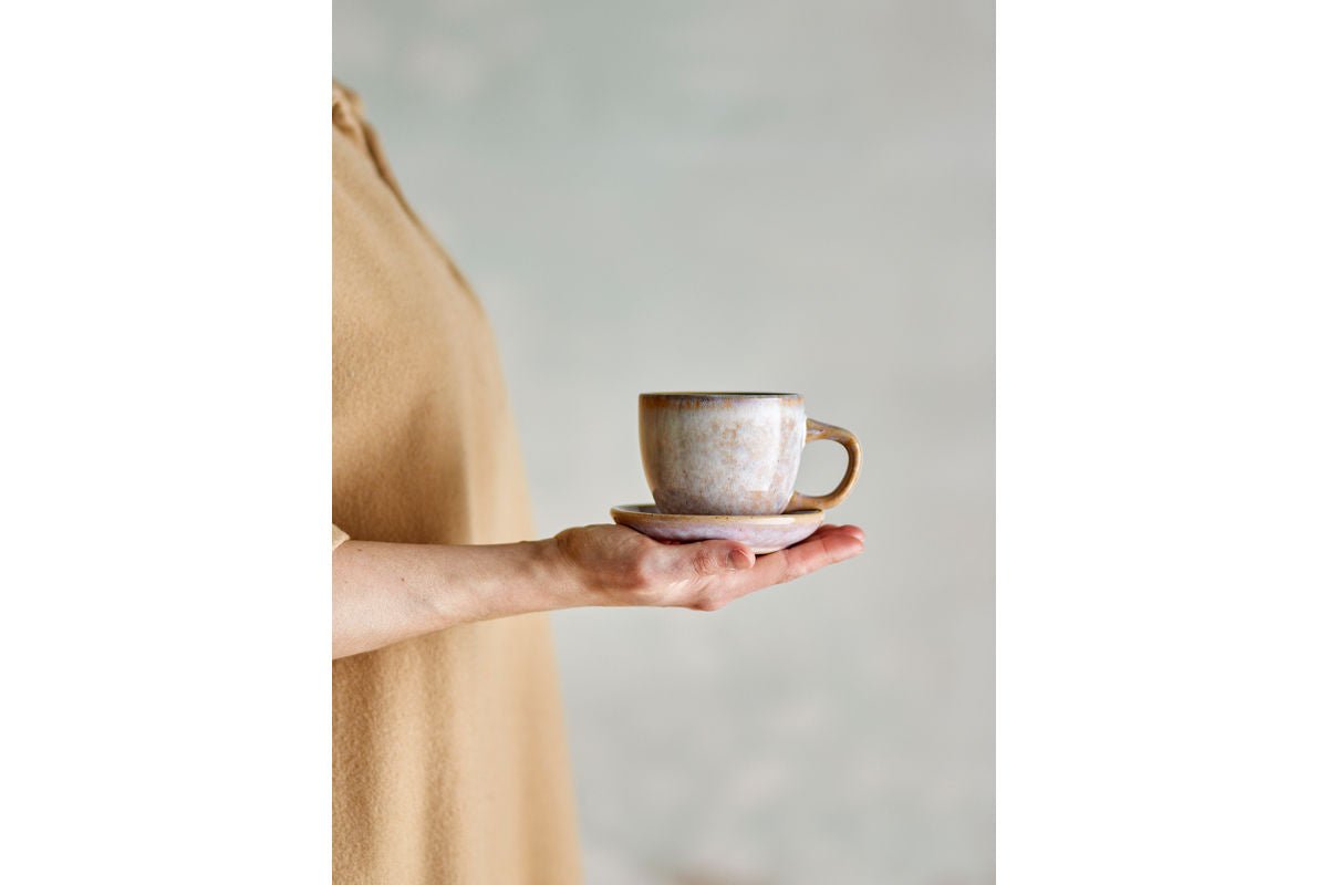 Ensemble de tasses Skaro – Bleu grès avec soucoupe (4 pièces)