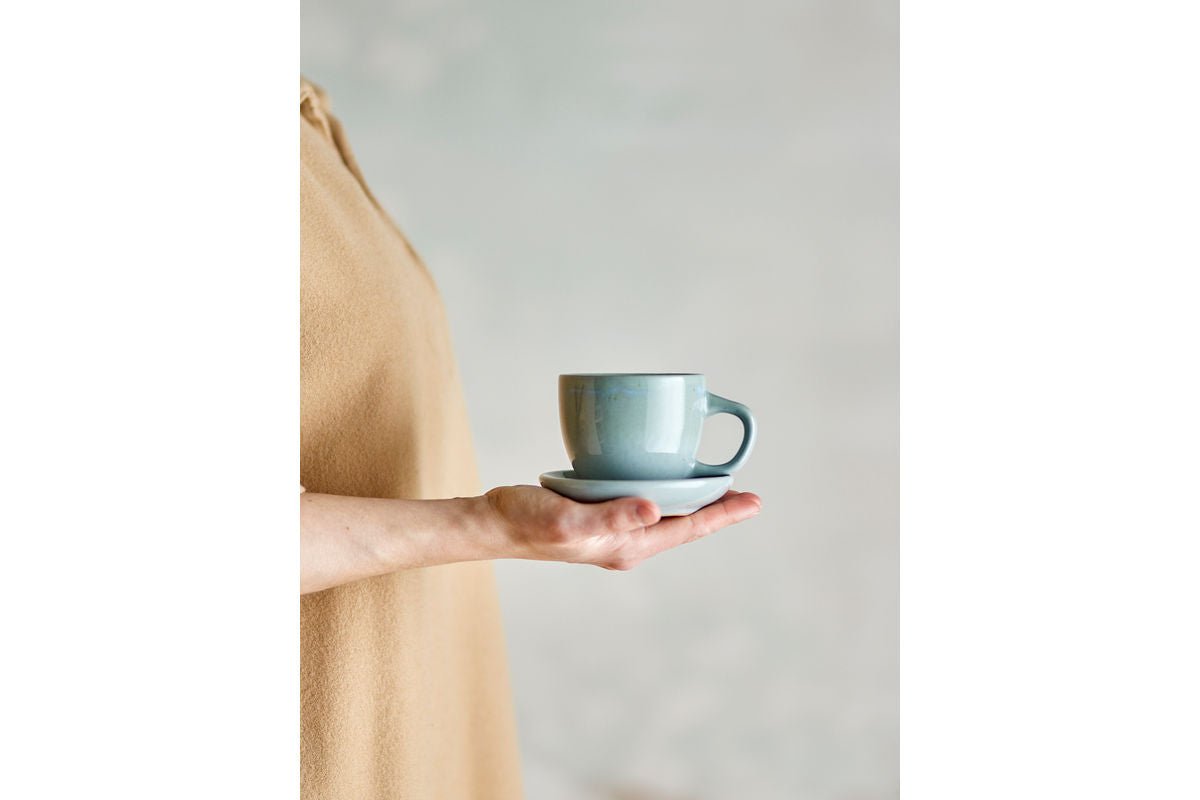 Ensemble de tasses Skaro – Bleu grès avec soucoupe (4 pièces)