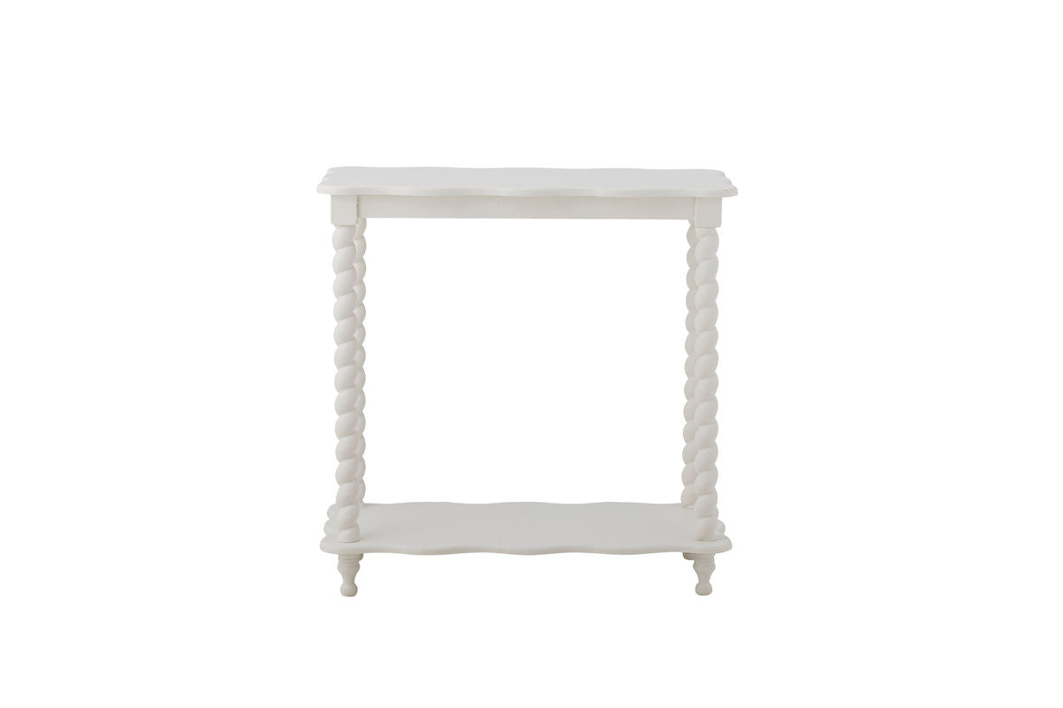 Table console Liva – Table MDF blanche avec étagère