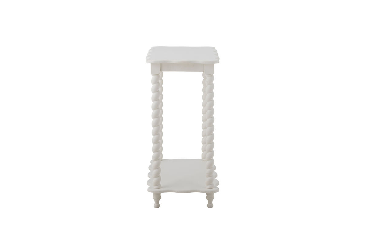 Table console Liva – Table MDF blanche avec étagère