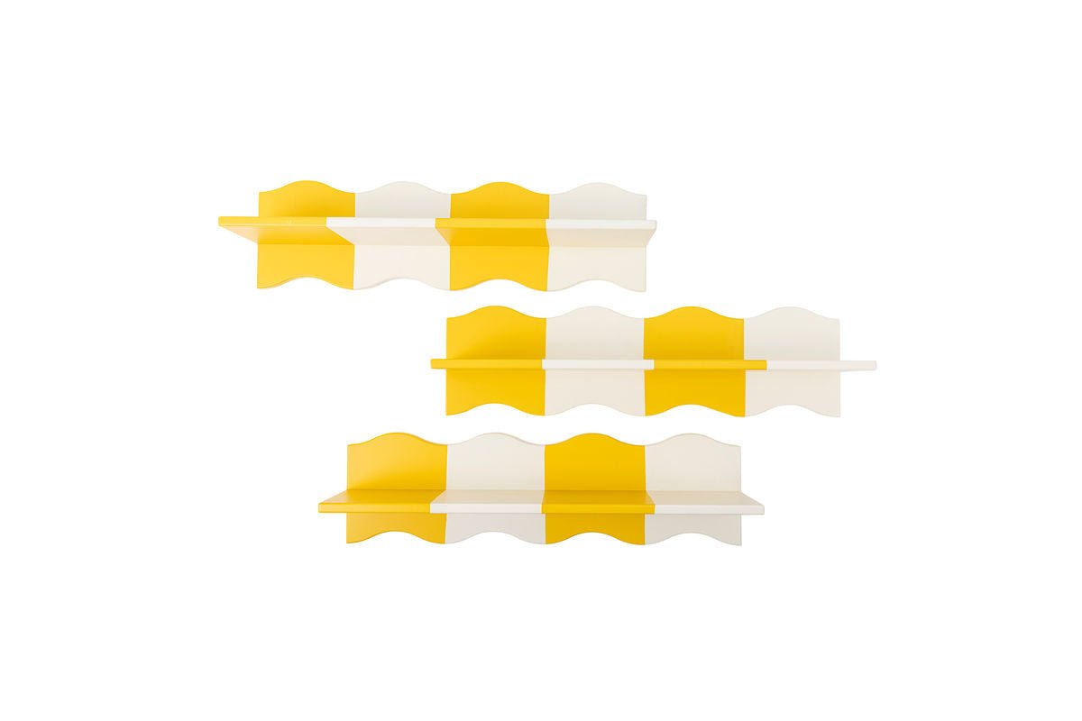 Étagère pour enfants Oslo – Étagère murale jaune avec motif à carreaux ondulés
