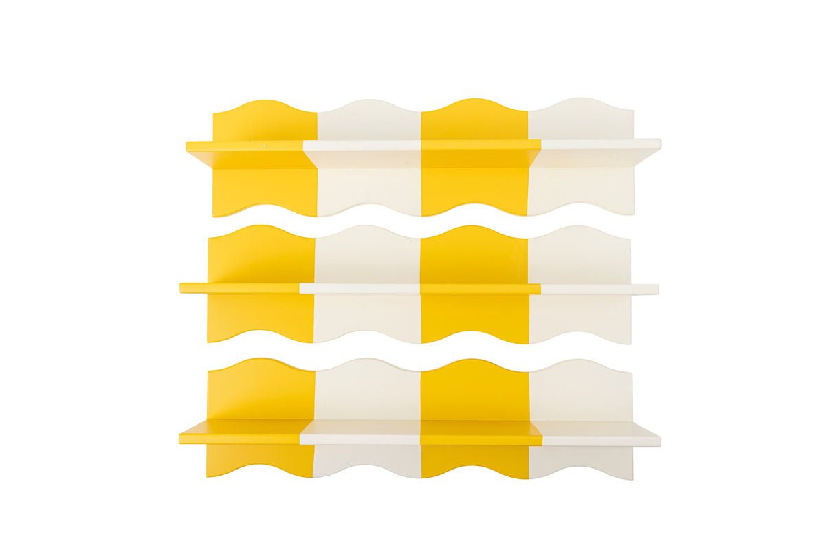 Étagère pour enfants Oslo – Étagère murale jaune avec motif à carreaux ondulés