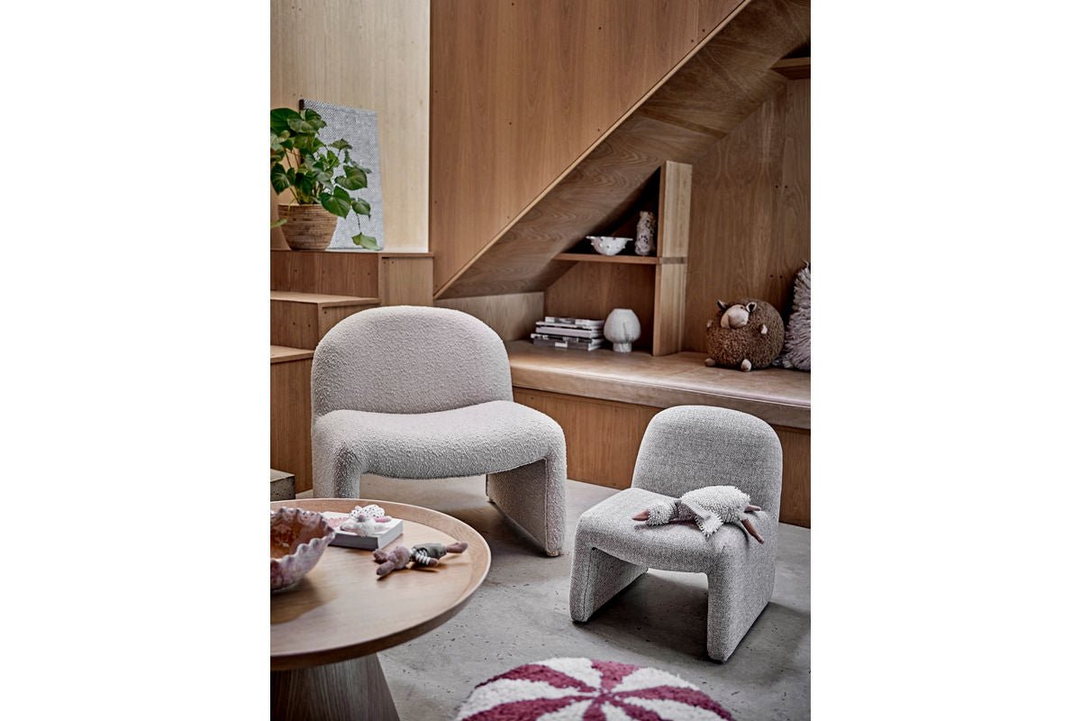 Chaise enfant « Noah » – Gris, rembourrée avec revêtement en tissu