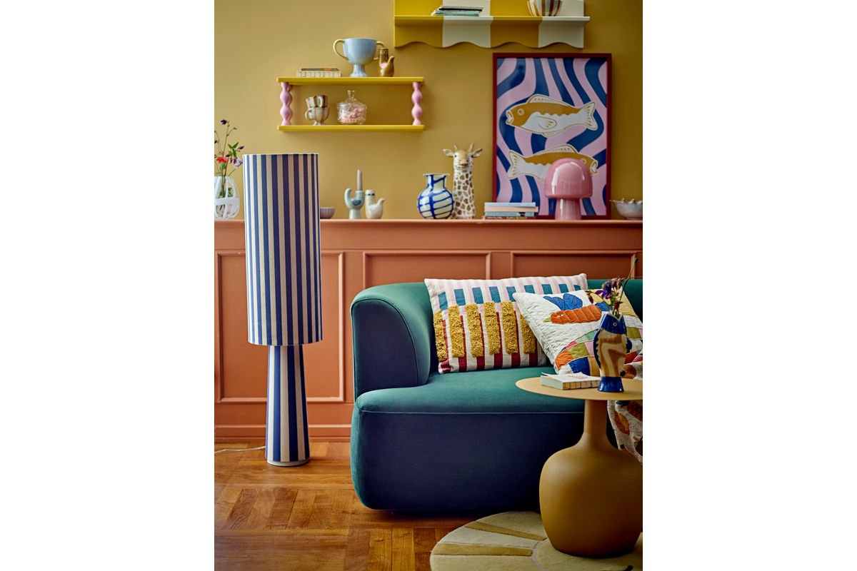 Étagère pour enfants Oslo – Étagère murale jaune avec motif à carreaux ondulés