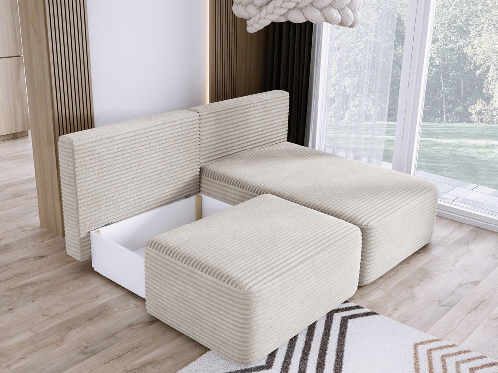 Designer Sofa Tilia Corduroy with Sleeping Function and Storage Space