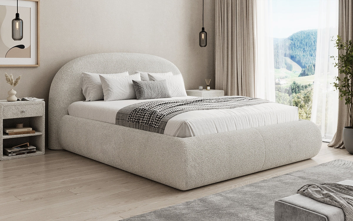 Lit rembourré design Loop en Peluche Bouclé avec espace de rangement