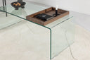 Table basse Klaro - en verre avec plateau en bois